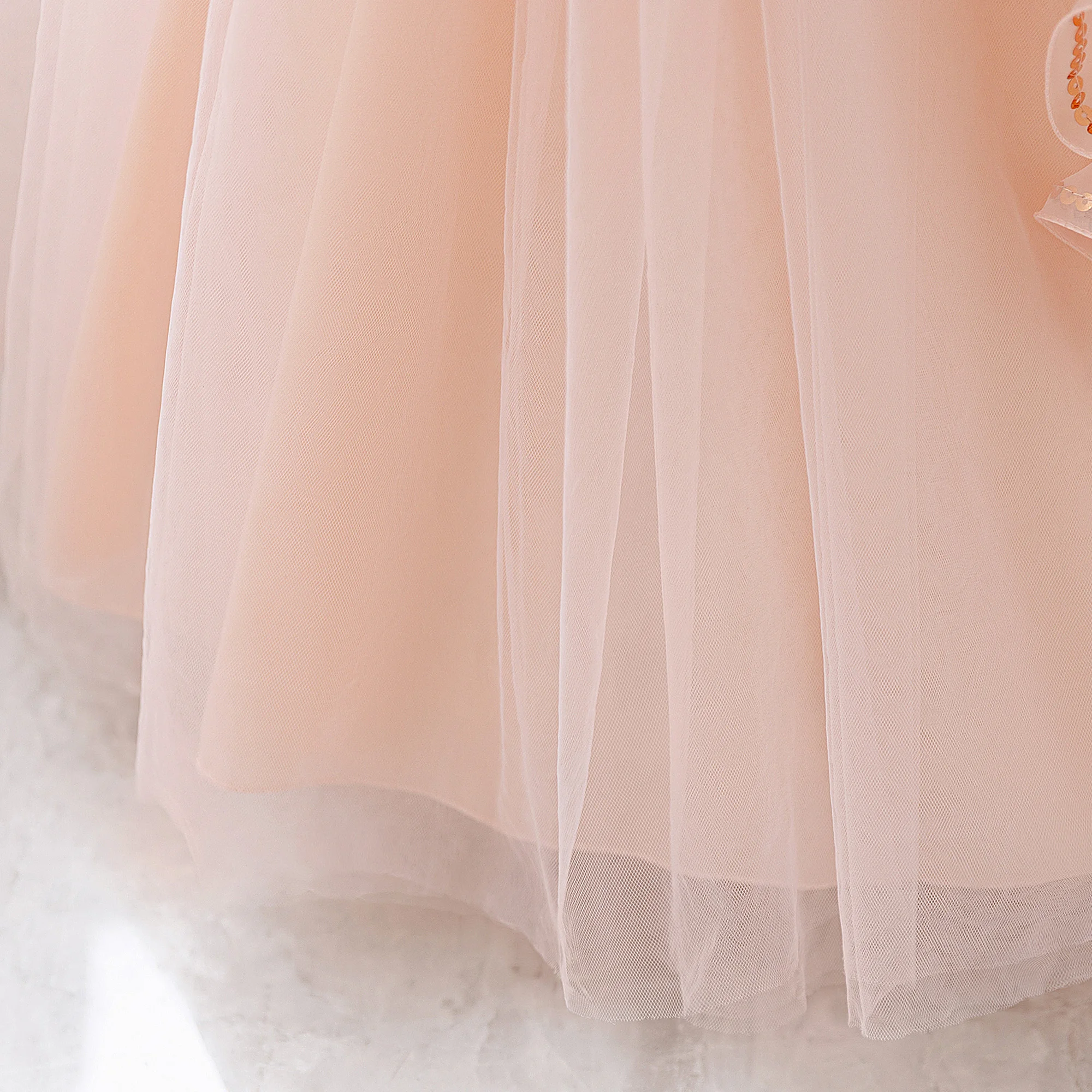Elegant Sequin Flower Bridesmaids Girls Dress Bow Wedding Party Princess Prom Dresses for Girl Birthday First Communion Costumes view 6