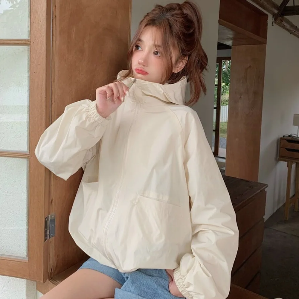 

Свободное солнцезащитное пальто, женские быстросохнущие однотонные солнцезащитные топы, верхняя одежда, ветрозащитная куртка с капюшоном, весна-осень