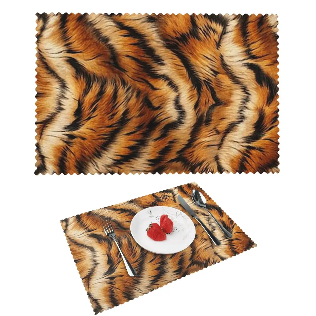 Tiger Fur Sketch Color Picture Placemat Non-Slip Plate Mat for Dining Table Bowl Coaster Home Decor Absorbent Mats