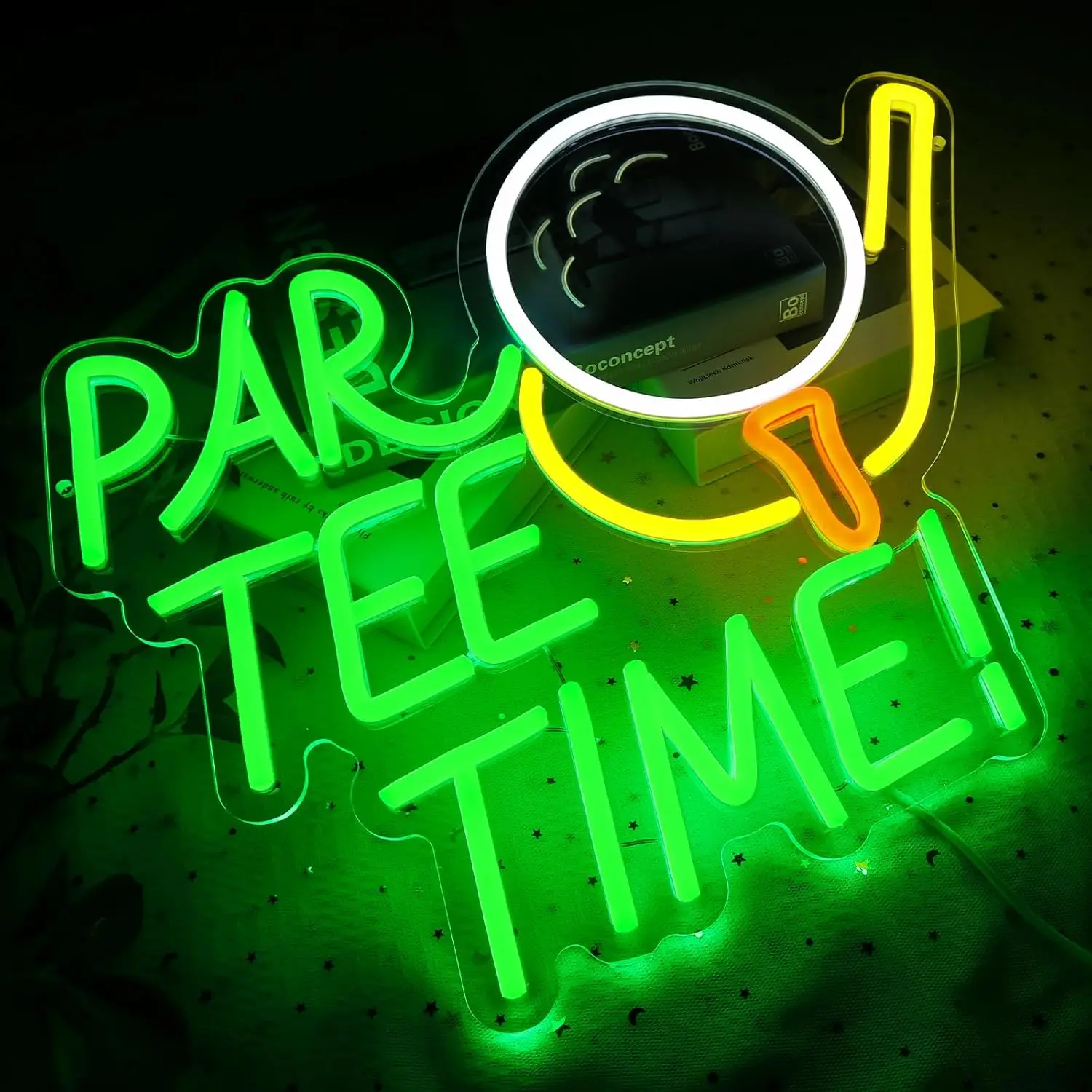 Par Tee Time Neon Sign LED Neon Light for Wall Decor USB Powered for Party Bedroom Bar Golf Club Stadium Man Cave Stores Decor