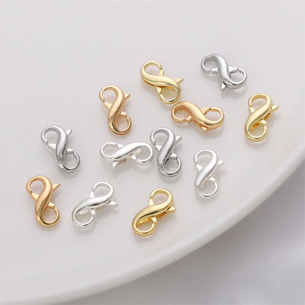 1pcs 14K/18K/Platinum/Silver Plated Superior Quality 8-shaped Clasps Brass Lobster Buckle Clasp for Jewelry Making DIY Supplies