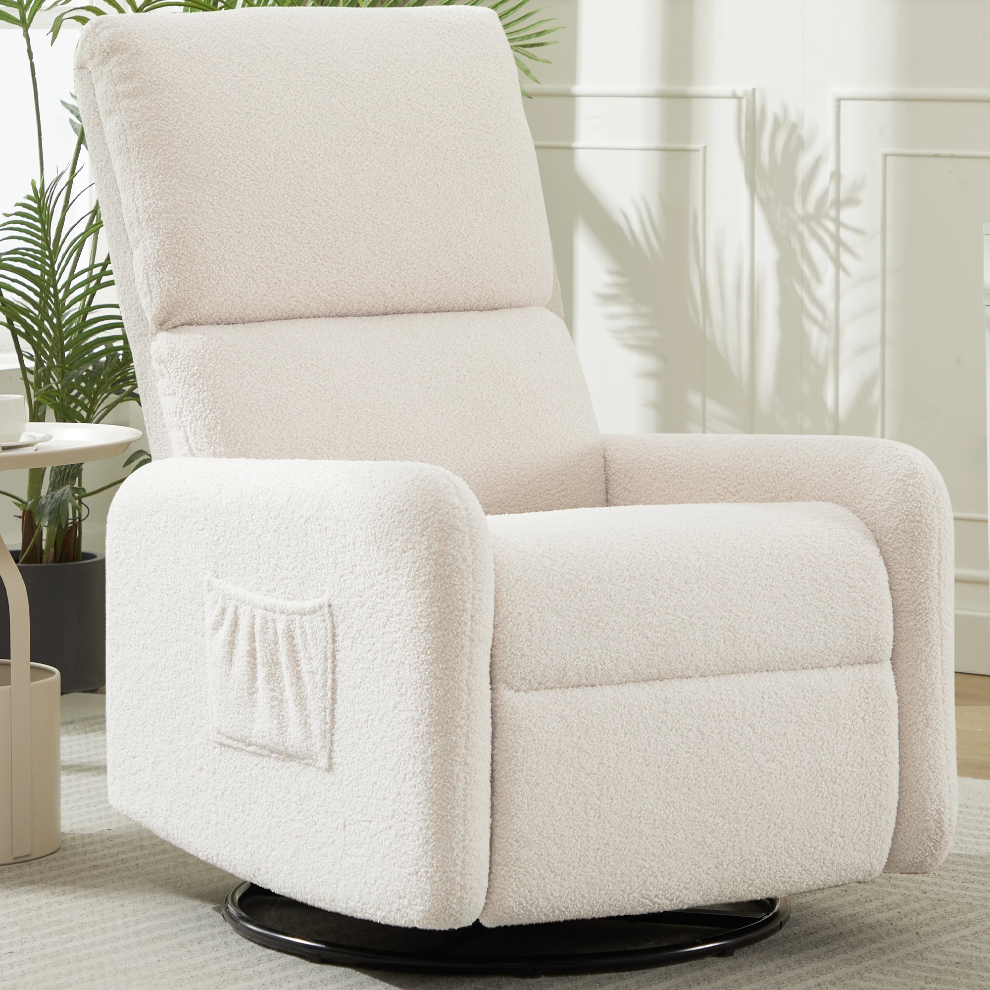 Korser Sherpa 360 Degree Swivel Glider Chair, Rocking Armchair with Side Pocket, Compact Furniture for Small Spaces Living Room