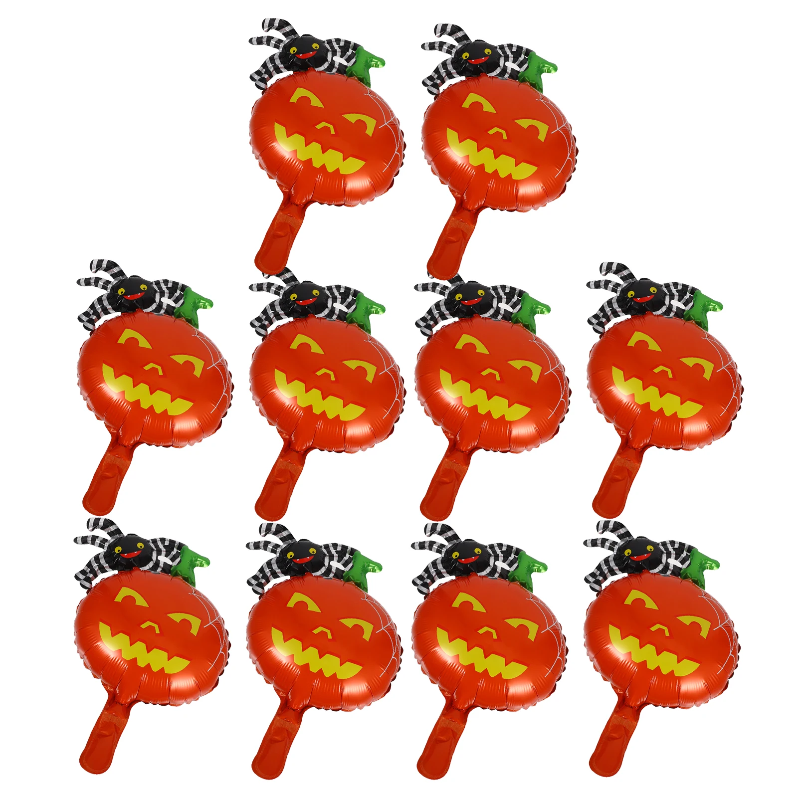

10pcs Halloween Balloons Party Decoration Mini Spider Aluminum Foil Pumpkin Bright Color Safe Use Full Size Easy Inflate Photo