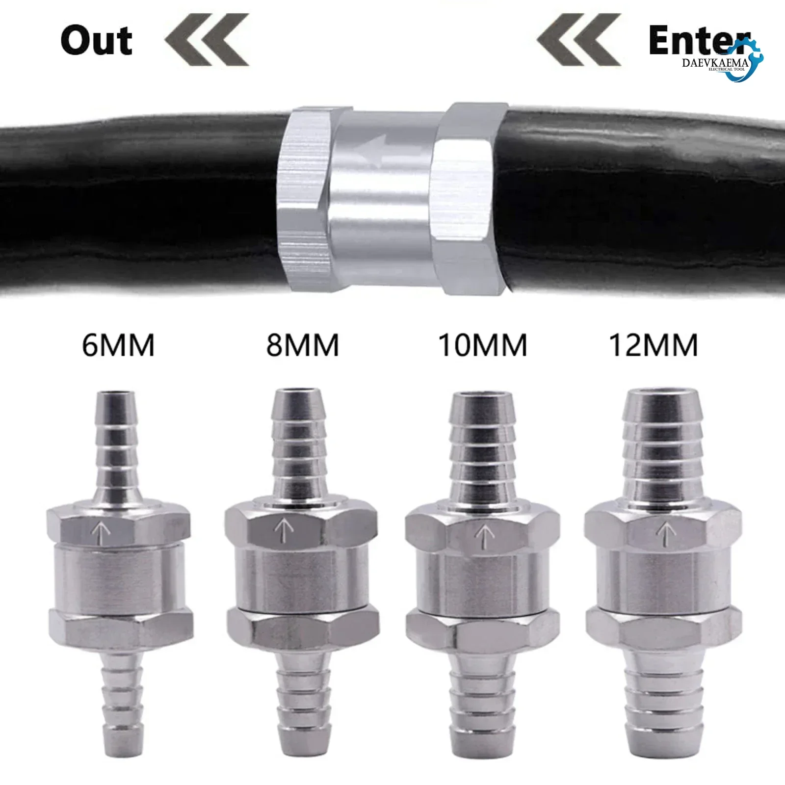 Fuel Non Return Check Valve 6/8/10/12mm Aluminium Alloy Petrol Diesel Water Fuel Line One Way for Peugeot Renault