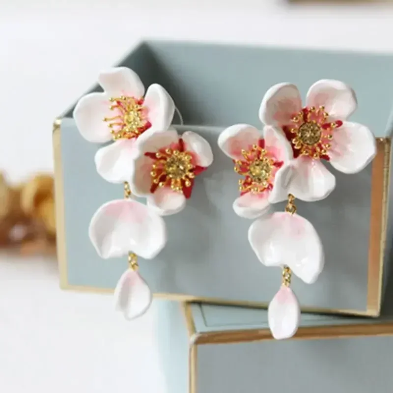 Sakura Limited Series White Sakura Pendant Earrings Earstuds Earclips Women's Earnail Earclip