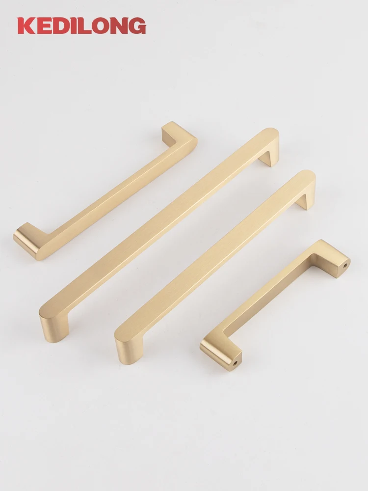 

KEDLO Modern minimalist solid brass light luxury cabinet handle brushed brass drawer gold Pull