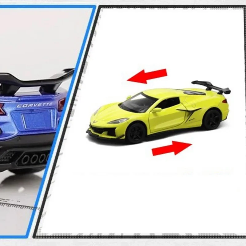 Chevrolet Corvette Z06 – supercar en alliage, modèle de voiture, son et lumière, jouet à collectionner pour enfants, cadeau d'anniversaire, 1:32