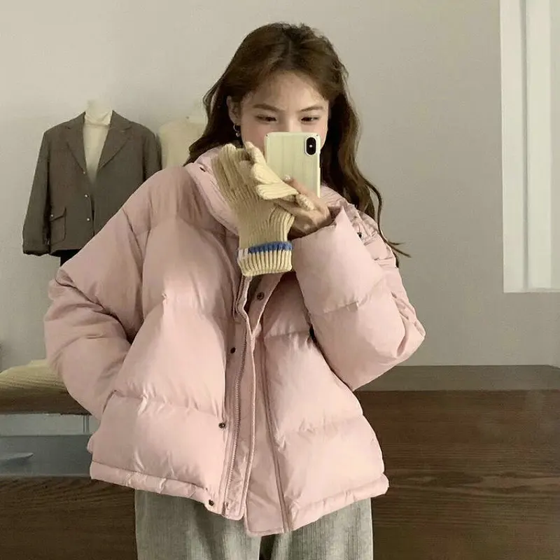 

Autumn and Winter Pure Color White Duck Down Japanese and Korean Style Short Down Jacket Coat for Women