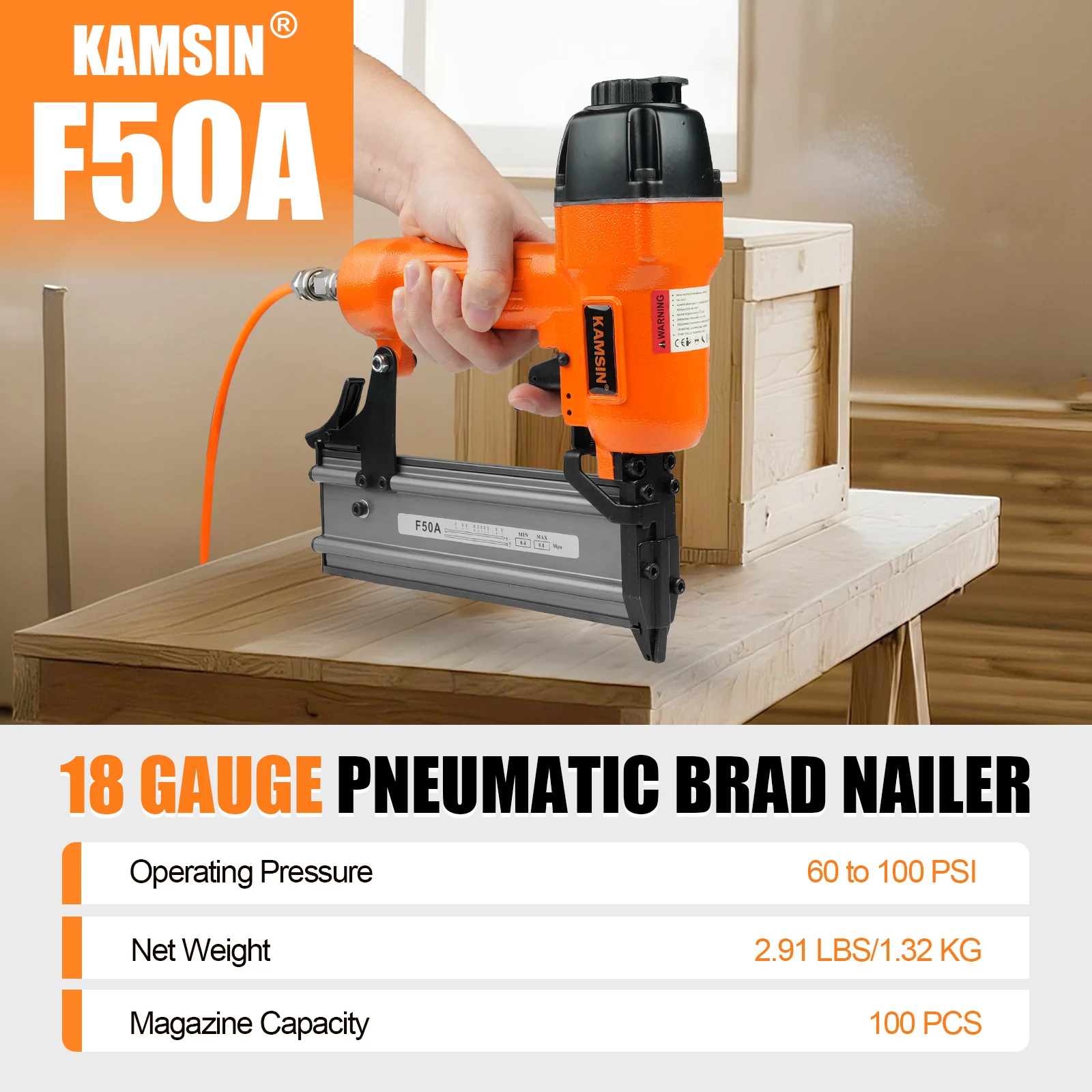 F50A Home DIY Brad Nailer | Compact, Lightweight & Safe with Lock | Fits 3/4