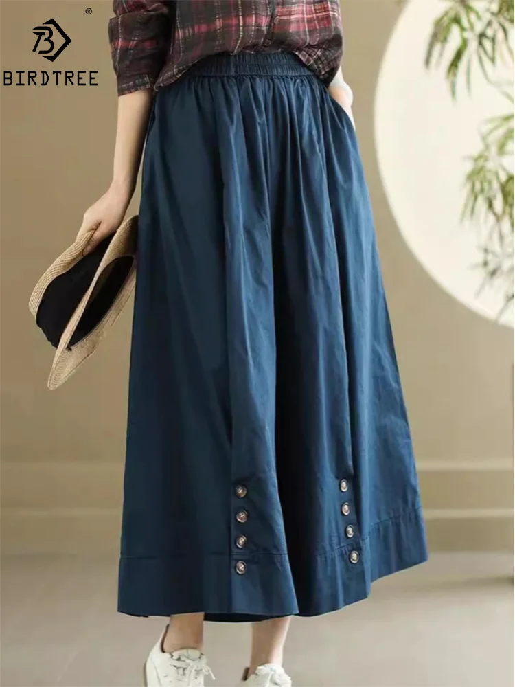 

New Summer Cotton Casual Wide Leg Pants Women Elastic Waist Loose Trousers Girl Fashion Chic Pants 2024 Autumn B47404QM