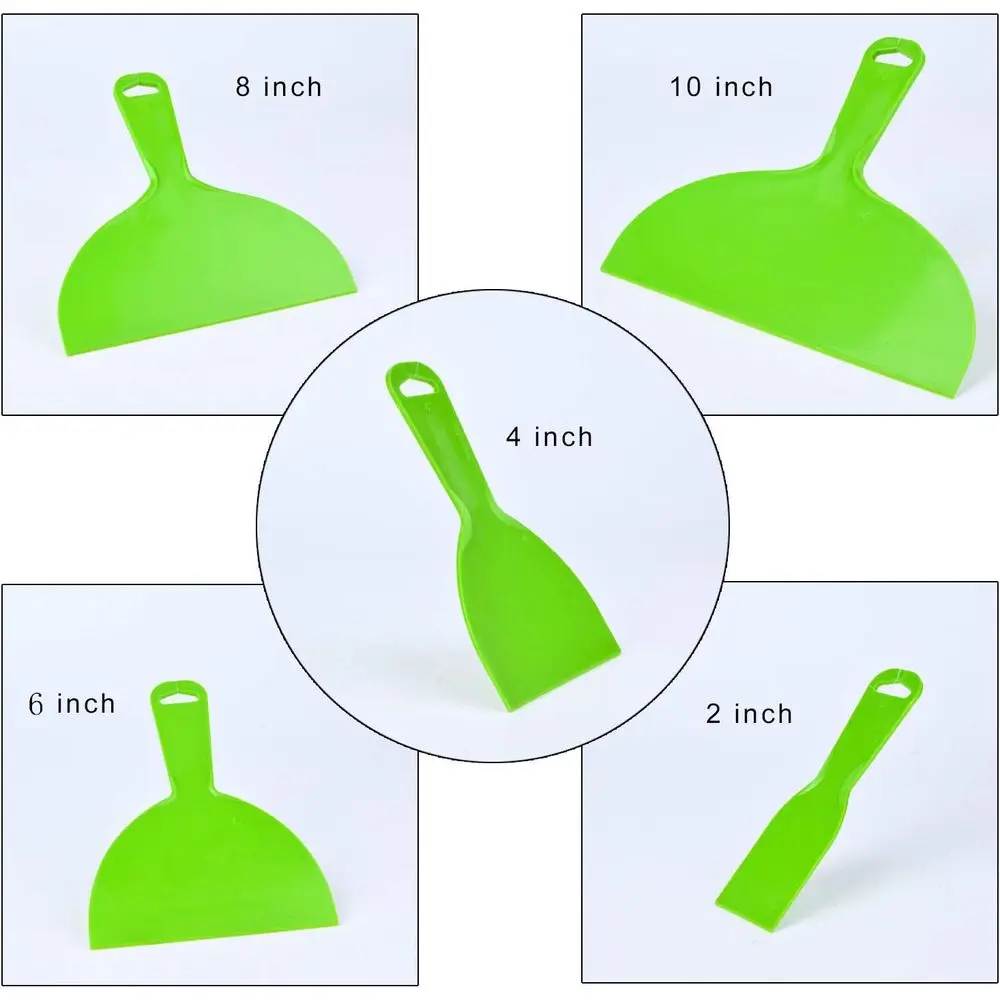 5 Pcs Putty Knife, Large Size Pack, Flexible Plastic Paint Scraper Tool for Spackling, Wallpaper Scraper Plastic, Spatula Scrape