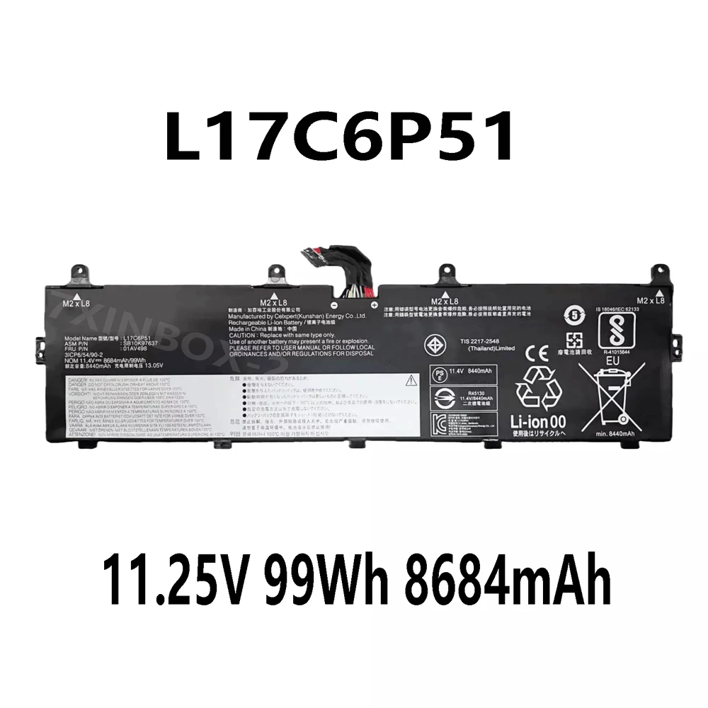 L17C6P51 11.25V 99Wh 8684mAh Laptop battery for Lenovo Thinkpad L17M6P52 P72 P73 P72-20MB P73-20QR