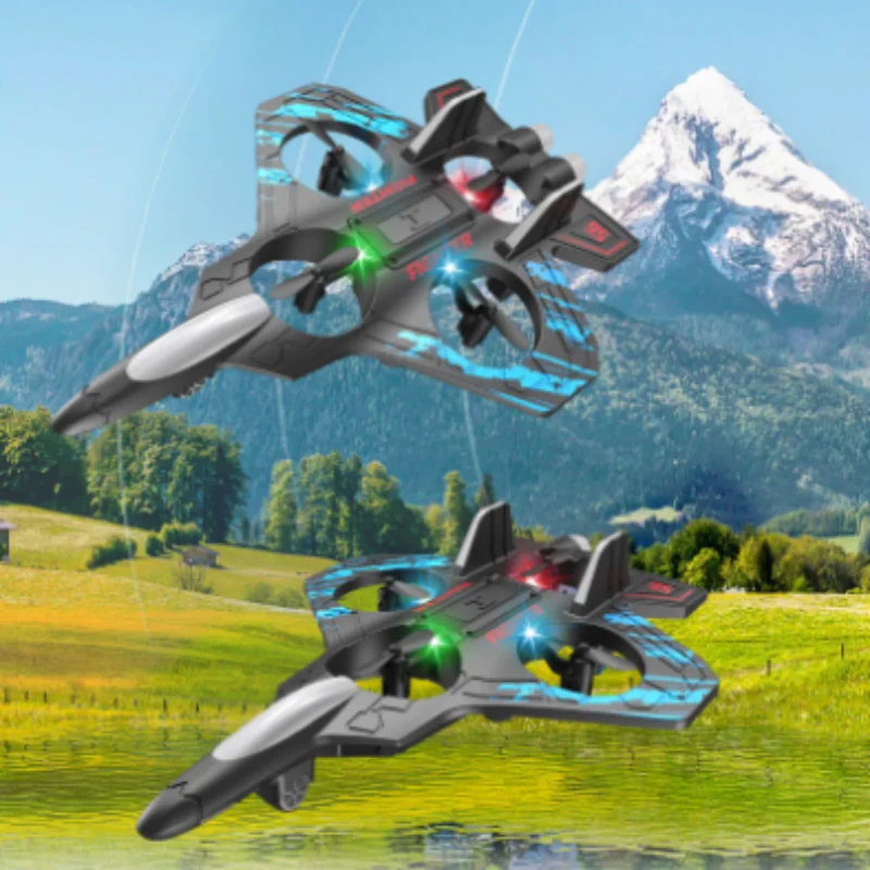 2.4G Remote Control Fighter Electric Foam Glider Stunt Tumbling UAV Hovering Helicopter with LED Colorful Lights Aircraft Model