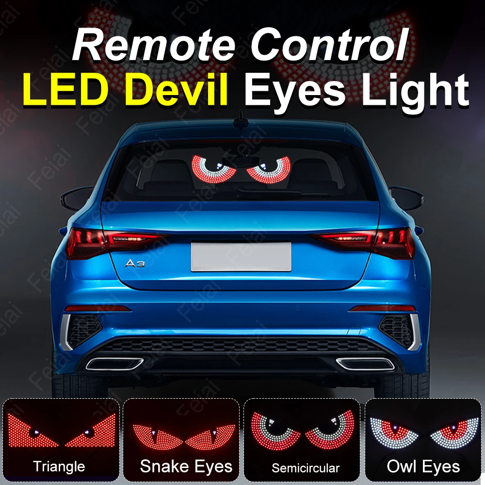 

Wireless Remote Control LED Devil Eyes Light For Car Rear Window Decorative Ambient Lights Windshield Atmosphere Lamp Flashing