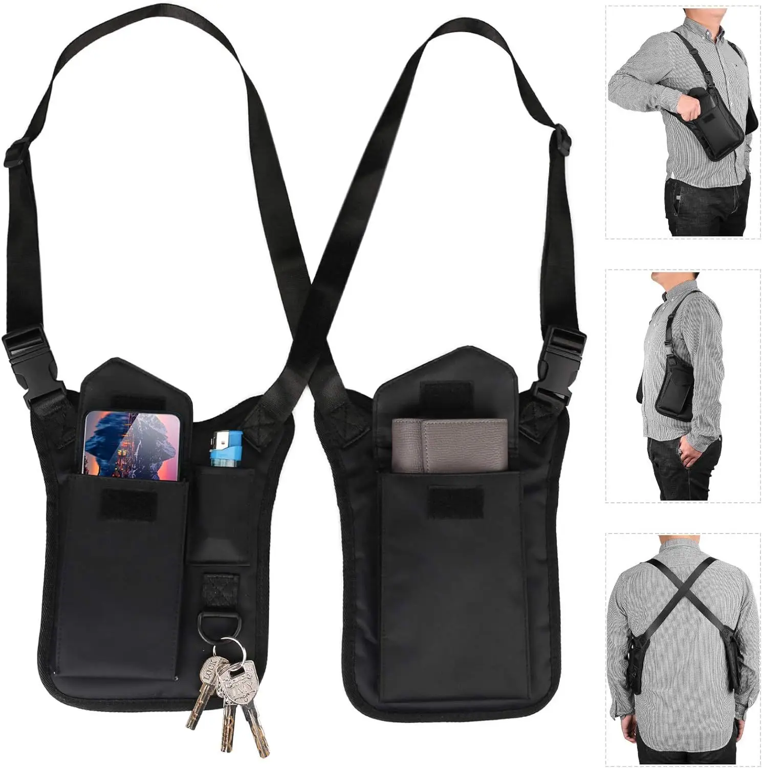 

Polyester outdoor mountaineering invisible backpack, lightweight sports, underarm close-fitting anti-theft mobile phone key case
