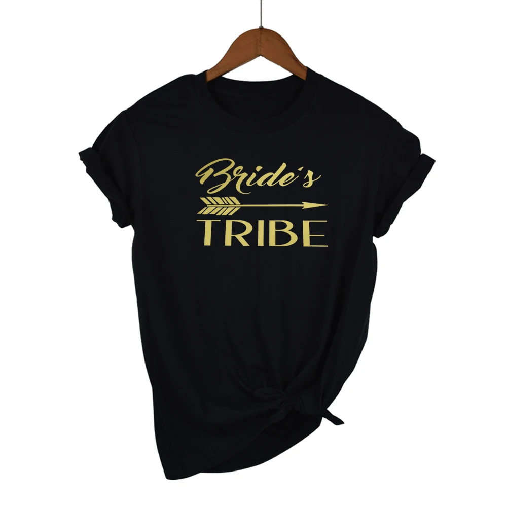 Women T Shirt Bride Tribe Arrow Print Tshirt Women Short Sleeve O Neck Loose T-shirt Ladies Summer Causal Tee Shirt Clothes Tops