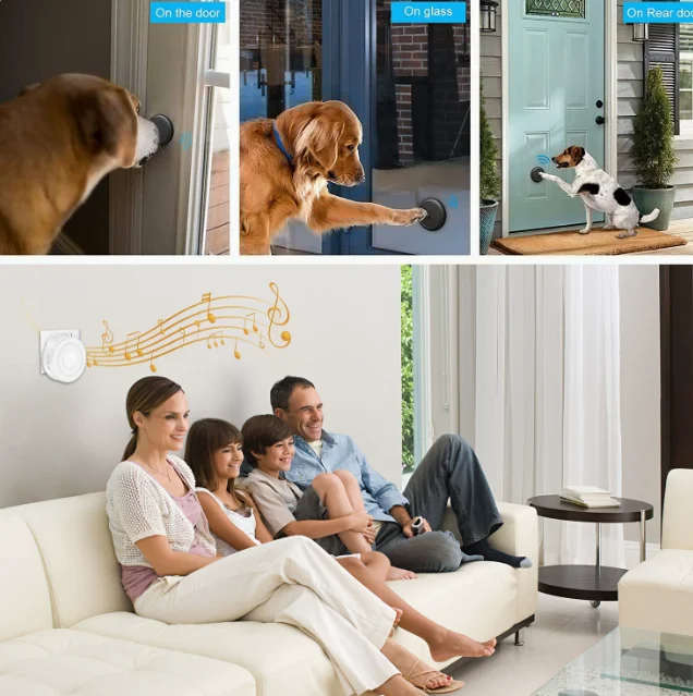 Wireless Audio Door Phone, Touch Control Smart Training Bell, Long-Range Pet Communication, Touchscreen Display
