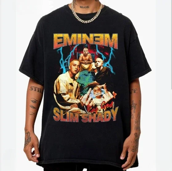 2025 مغني الراب ايمينيم تي شيرت النساء الرجال الصيف موضة تي شيرت الهيب هوب بلايز تيز فضفاض روك Camisetas الصبي تيز صيف جديد للجنسين