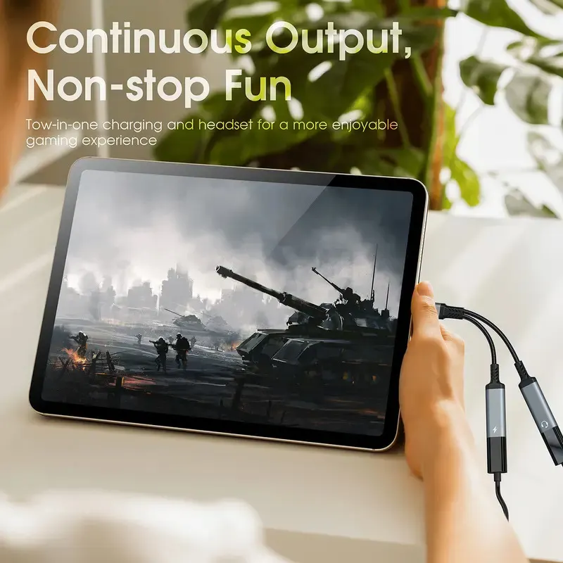 OTG 2 IN 1 USB C Splitter to Dual Type USB C Headphone Jack Audio Adapter PD 60W Fast Charger for Samsung Huawei iPhone15 Xiaomi - Detail Angle #05