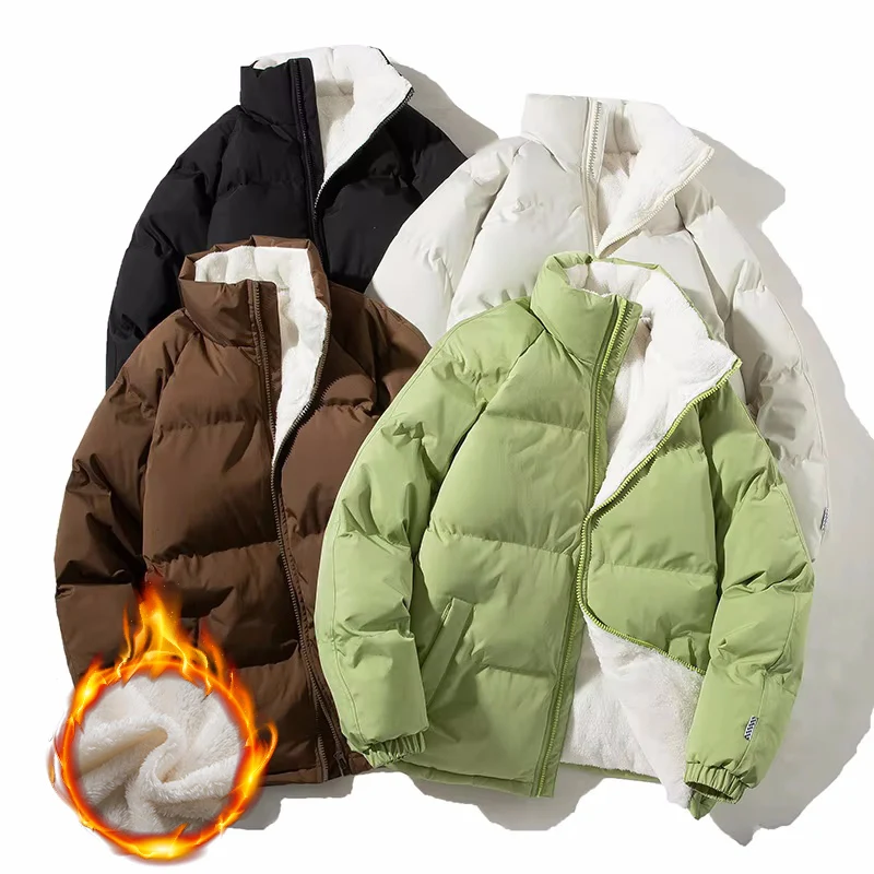 Parka Sherpa épaisse et chaude pour homme, Style Couple, ample, col montant, bouffante en polaire, coupe-vent, mode, manteaux quotidiens d'extérieur, hiver