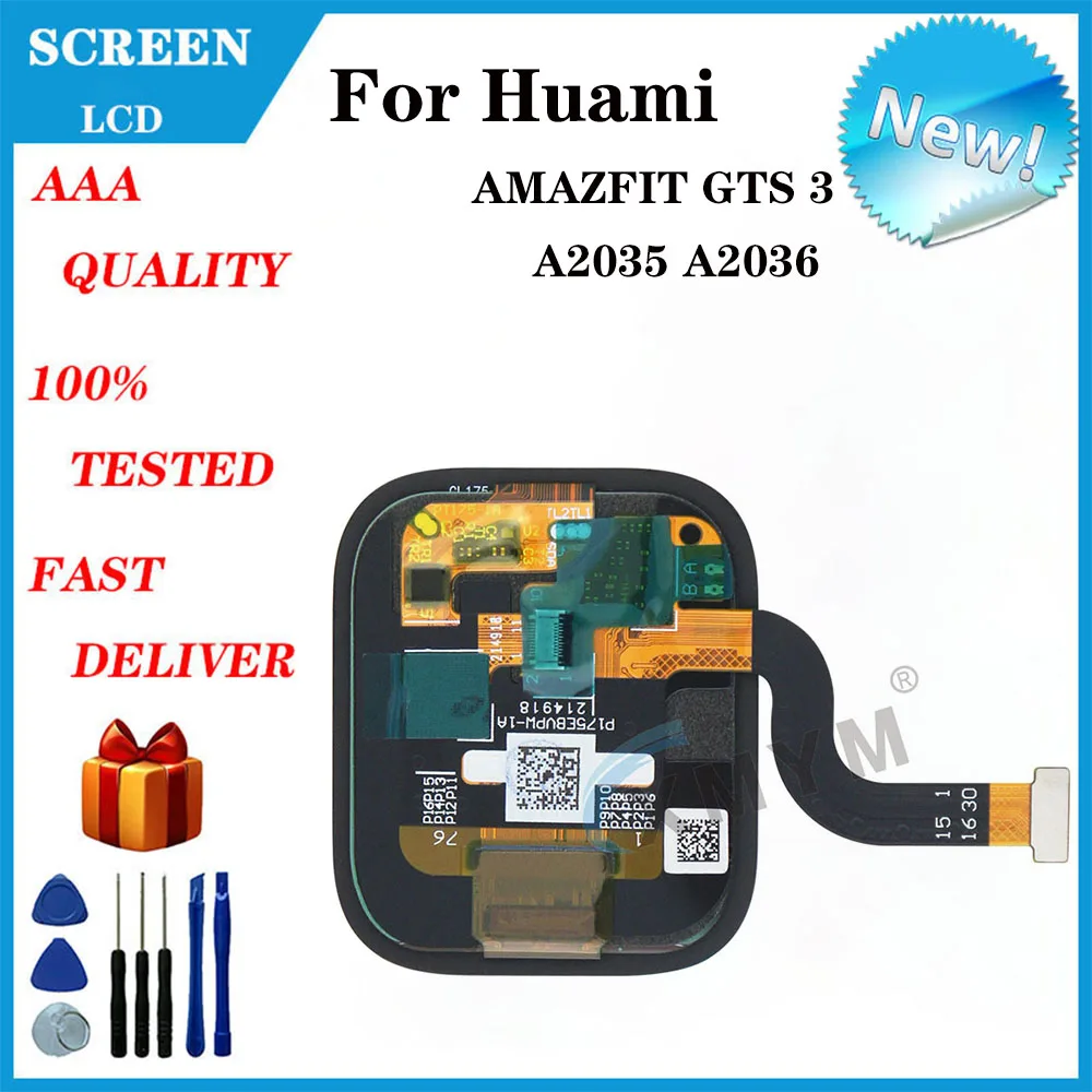 For Huami AMAZFIT GTS 3 A2035 A2036 Smart Watch LCD Display + Touch Screen Digitizer AMOLED Display