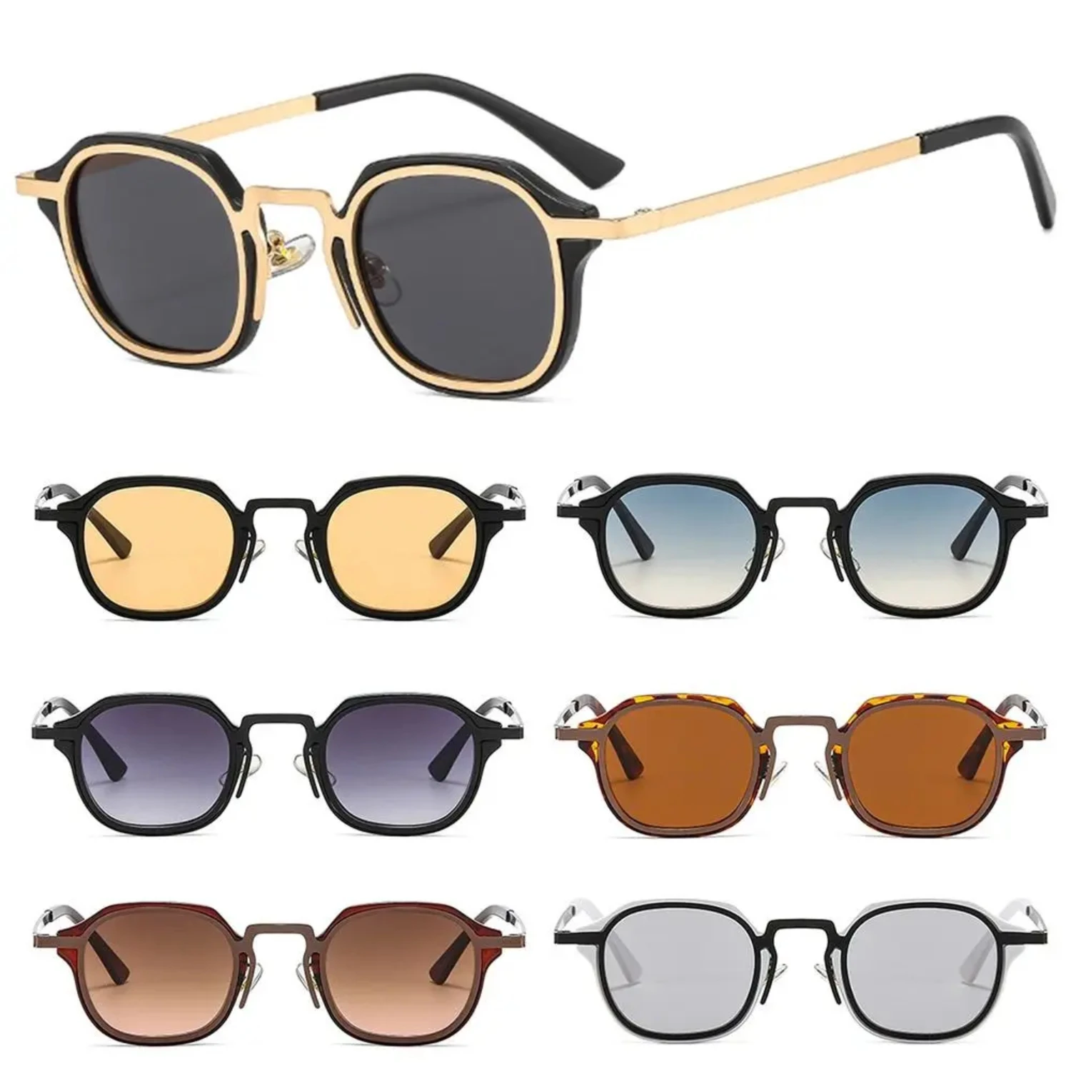 New Fashion Small Square Sunglasses  Women & Men Retro Punk Shades Vintage Trendy Driving Sun Glasses