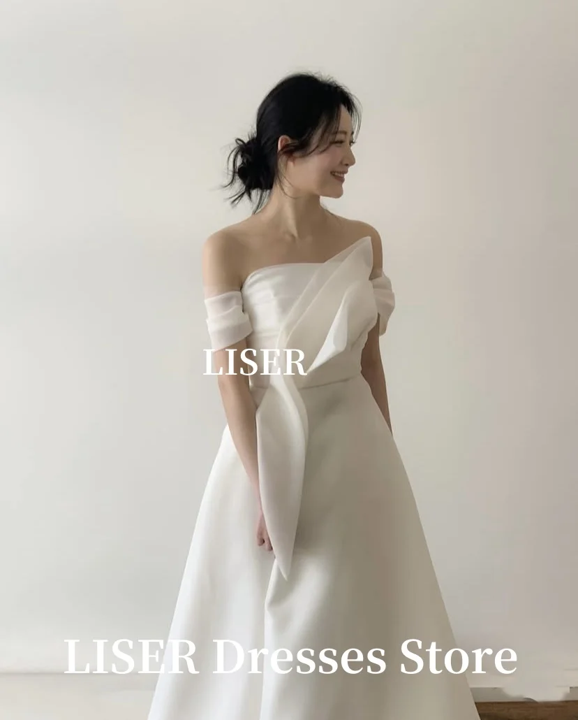 Liser الحبيب كوريا فساتين الزفاف صورة تبادل لاطلاق النار لينة الشيفون أكمام الطابق طول زي العرائس مشد الظهر ویزدينغ DersCustomized