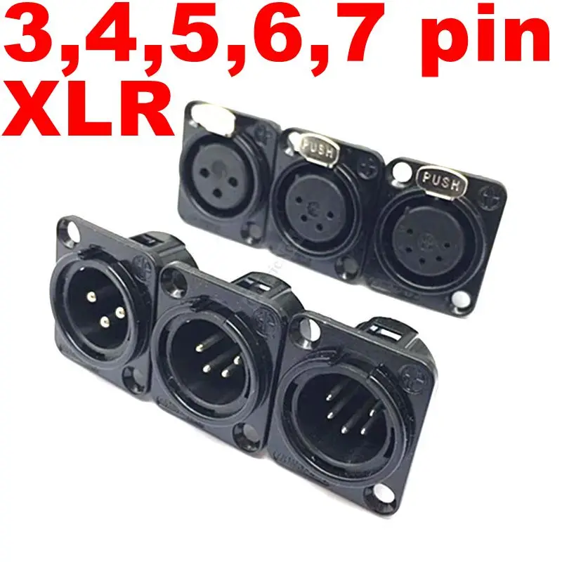 1個3,4、5,6、7ピンオス/メスブラックメタルスクエアxlrスピーカー