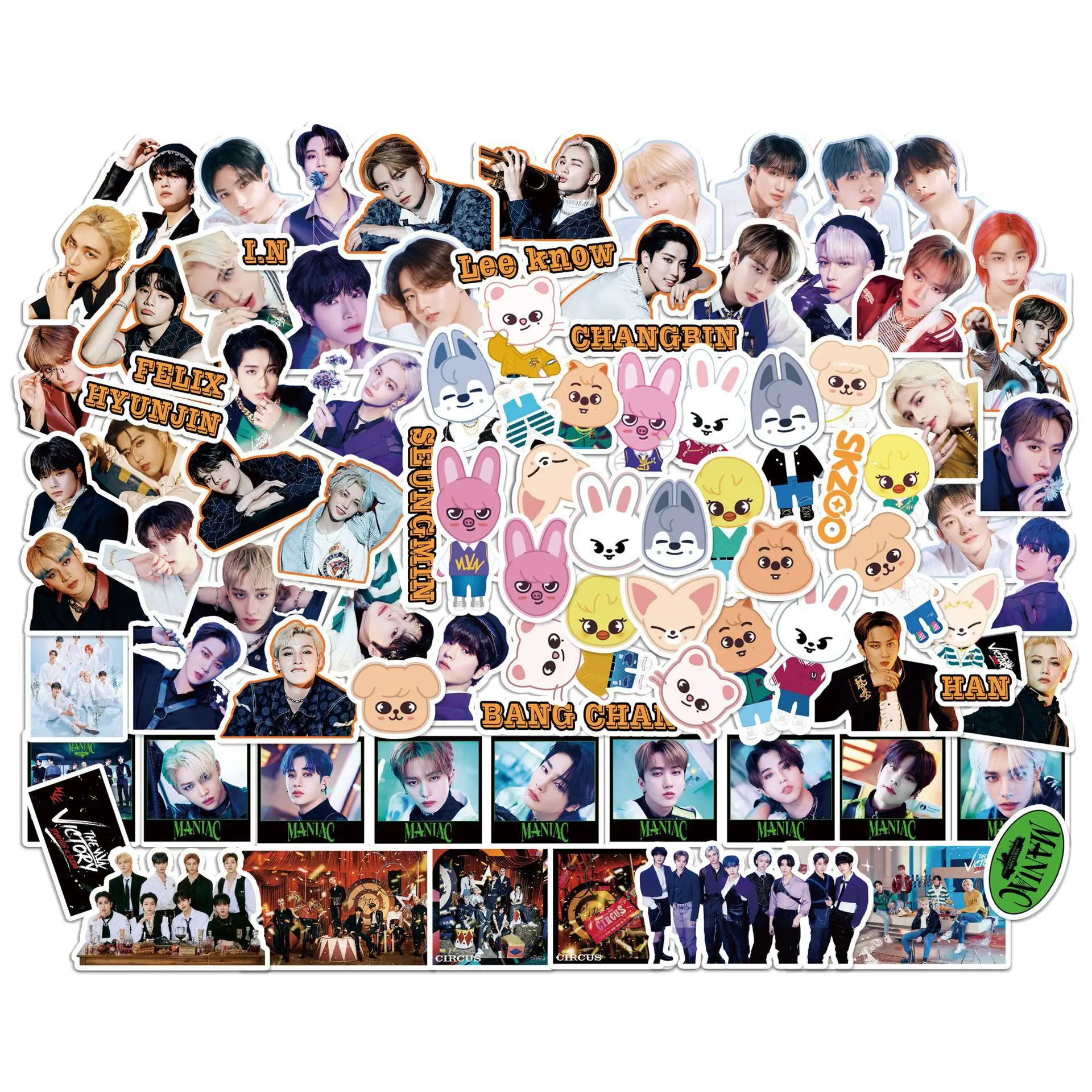 

94Pcs/Set SKZOO Stray Kids Album Same Style Stickers HyunJin Woojin Minho Changbin Surrounding Handheld Stickers Creative