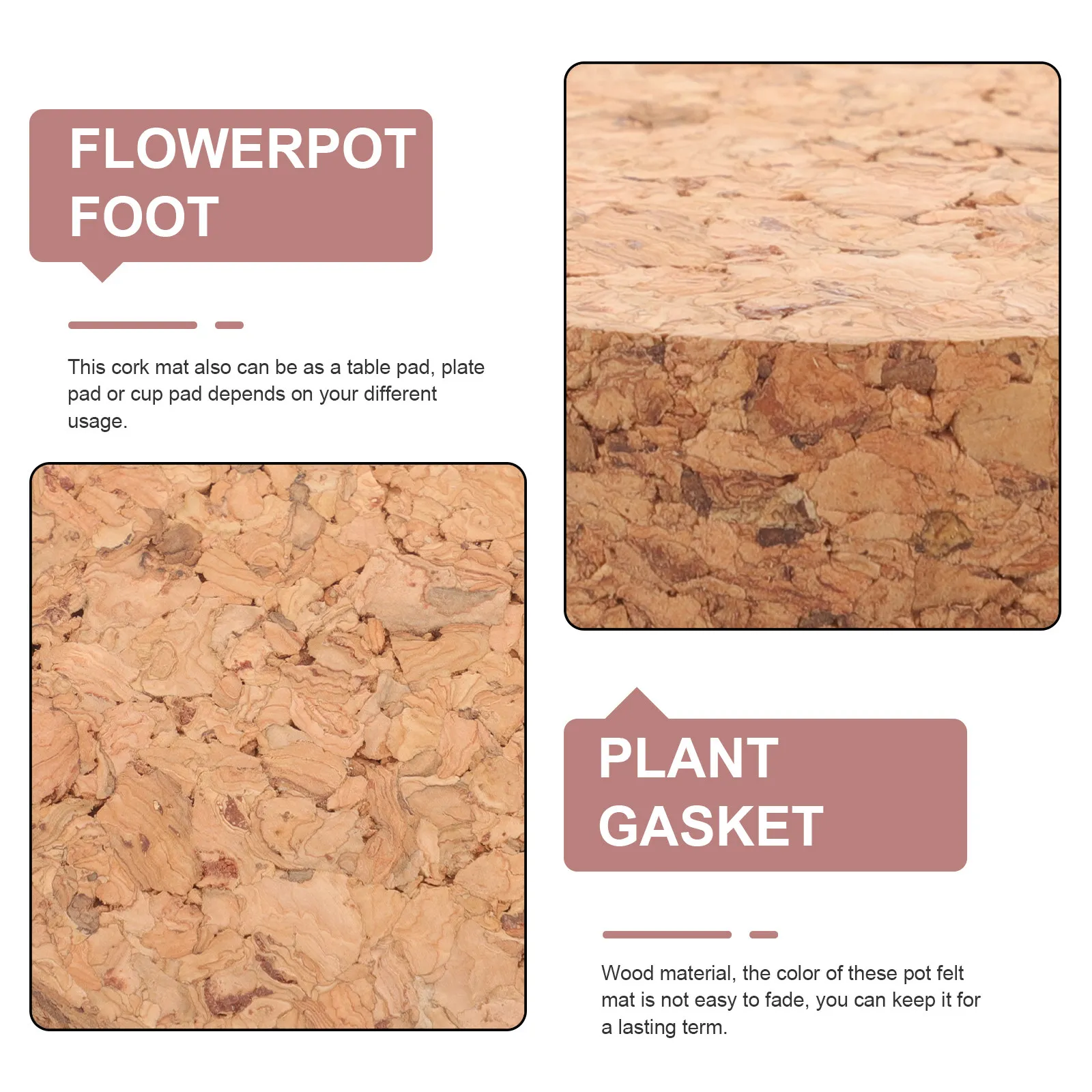 

10 шт. круглых пробковых подставок для цветочных горшков, держателей для растений, поддонов, подстаканников, антифрикционные, многофункциональные, для сада, кухни, стола