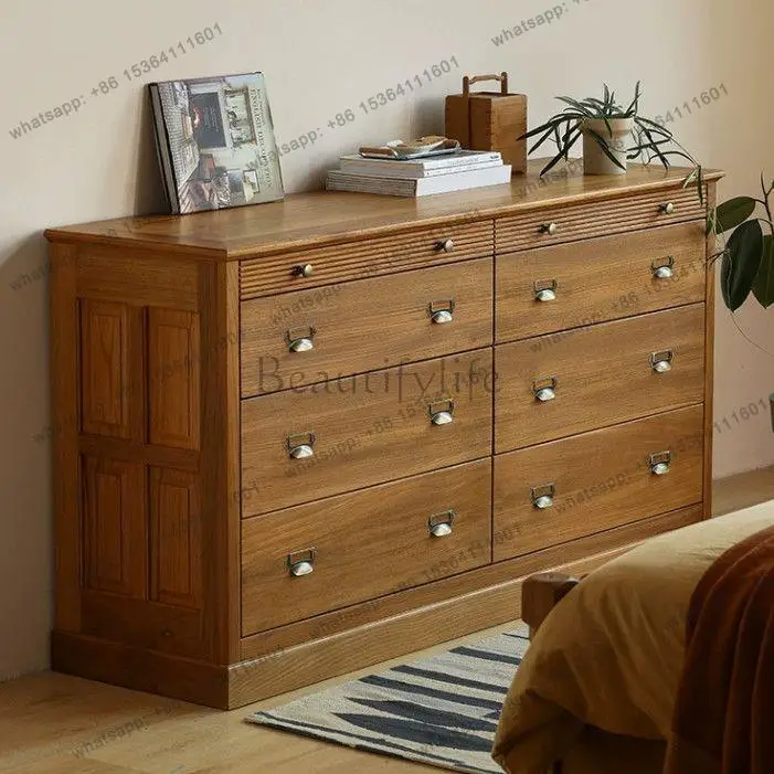 Bedroom full solid wood locker large capacity drawer storage bedside cabinet