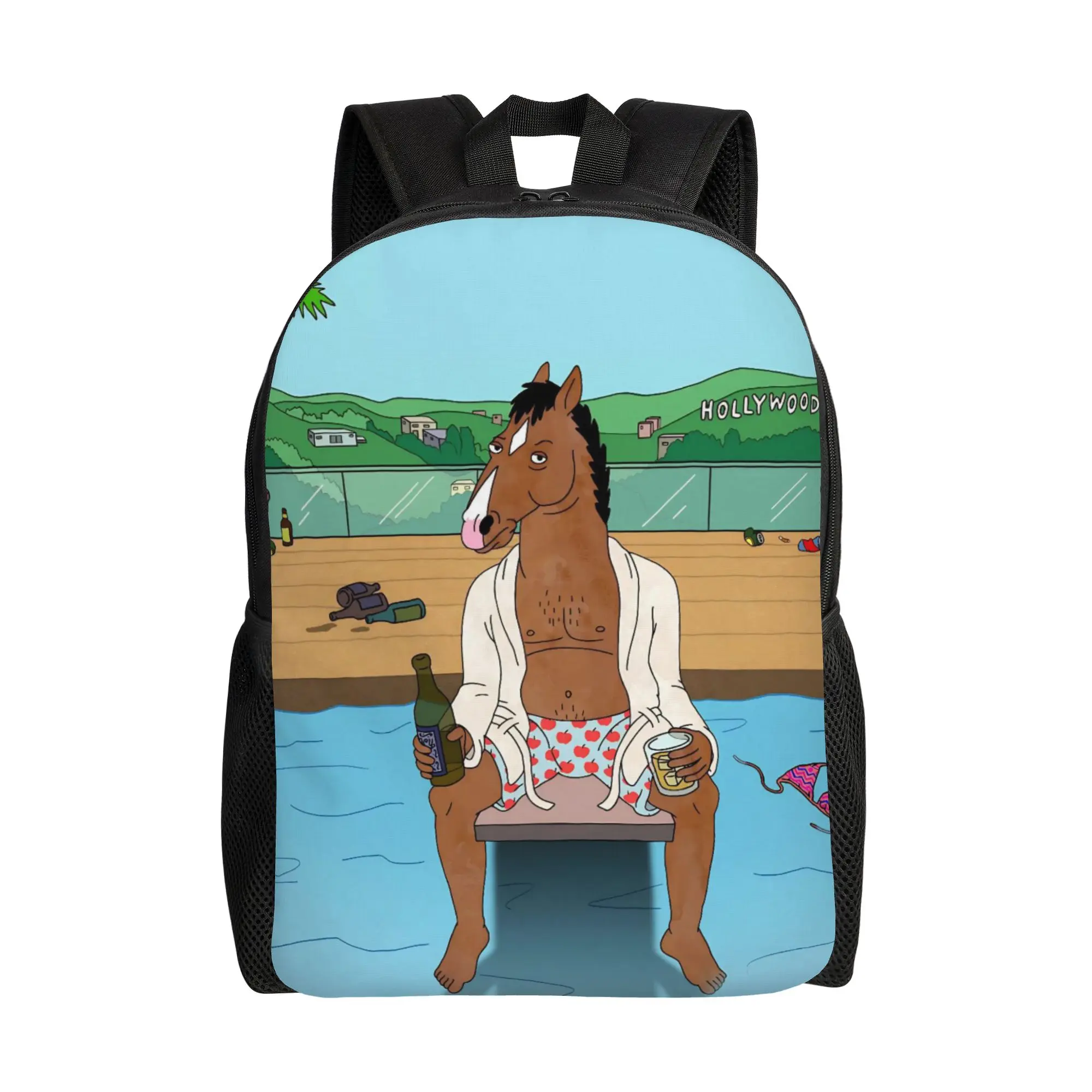 Funny Cartoon    BoJack Horseman Classical Backpack Durable High School Work  Daypack for Men Women College Shoulder Bag