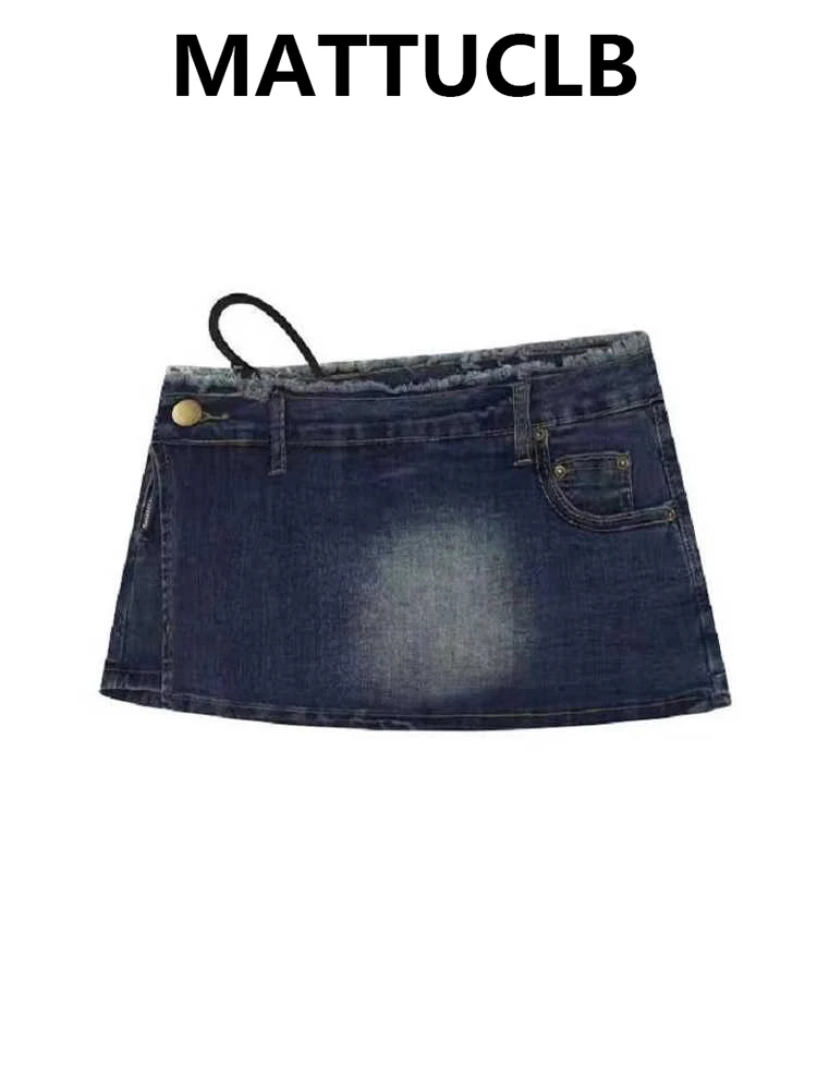 تنورة نسائية صغيرة من قماش الدنيم 2000s جمالية هاراجوكو يابانية منخفضة الارتفاع كوكيت جيارو تصميم أمريكي عتيق عالي الشارع Kpop Y2k