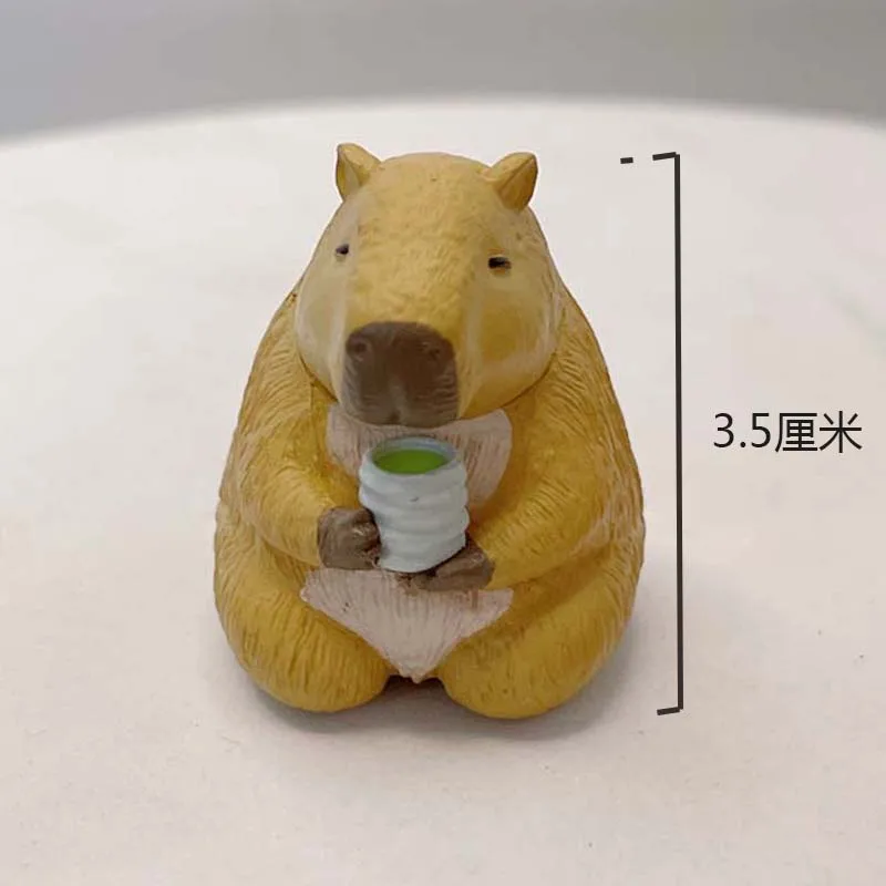 4cm cartoon drink capibara action figure doll hard PVC kids collection model toy