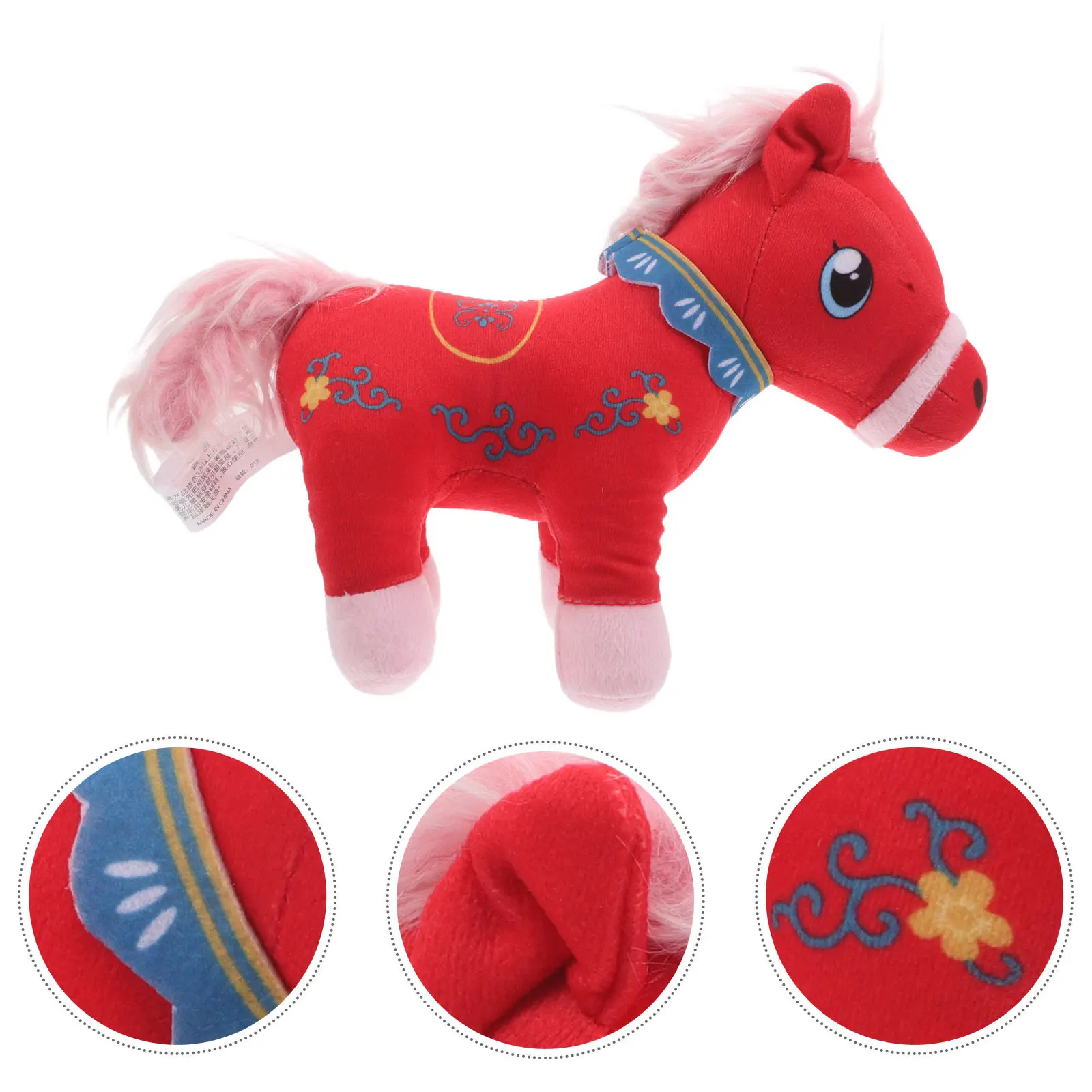 Chinese Zodiac Horse Soft Stuffed Animal Red Standing Design Spring Festival Happy New Year Mascot 2026 Lunar New Year
