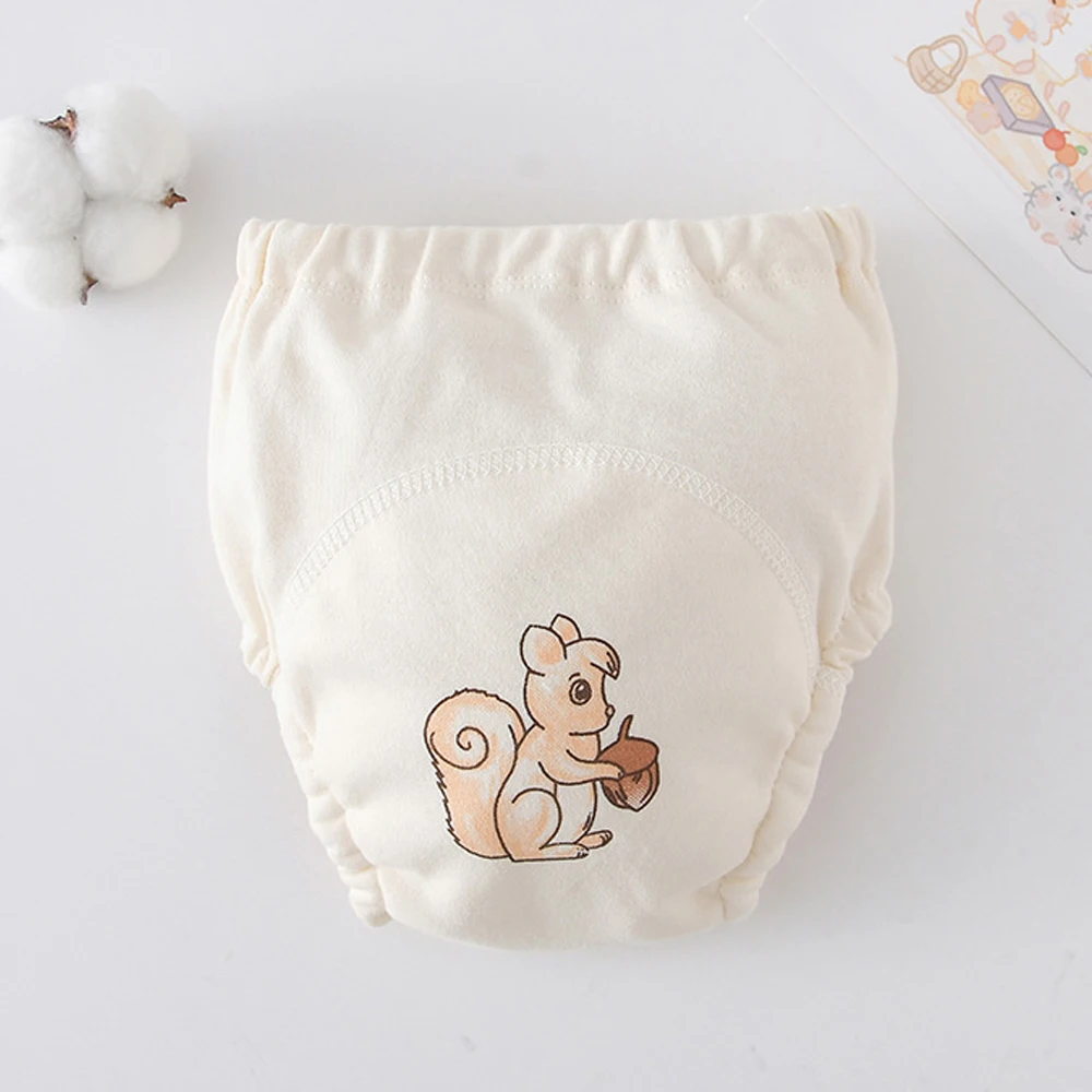 

Роскошные детские туалетные штаны кремового цвета — 6-слойный чесаный хлопок, милые принты животных, гипоаллергенный класс A