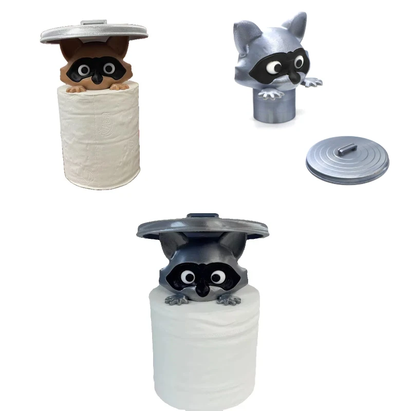 

Adorable 3D Printed Raccoon Toilet Paper Holder Bathroom Decor with Lid Ideal Gift for Humor Lovers Raccoon Bathroom Decor