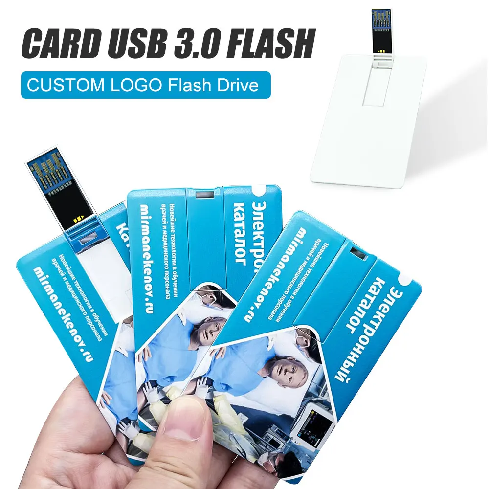 10 PCS/LOT USB Credit Card 3.0 flashdisk 8GB 16GB 32GB 64GB 128GB memori cle memory stick Kartu Bisnis usbcostomized logo