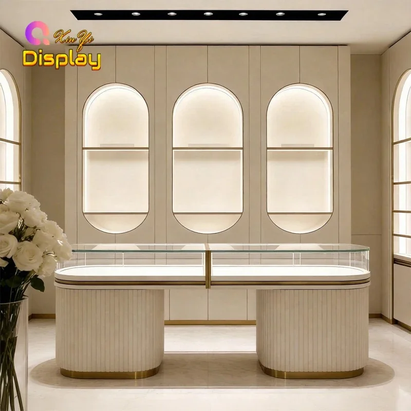 custom.Factory Customized Eco-Friendly Heavy Duty Jewelry Shop Furniture Modern Stainless Steel Showcase High-End Retail Bo