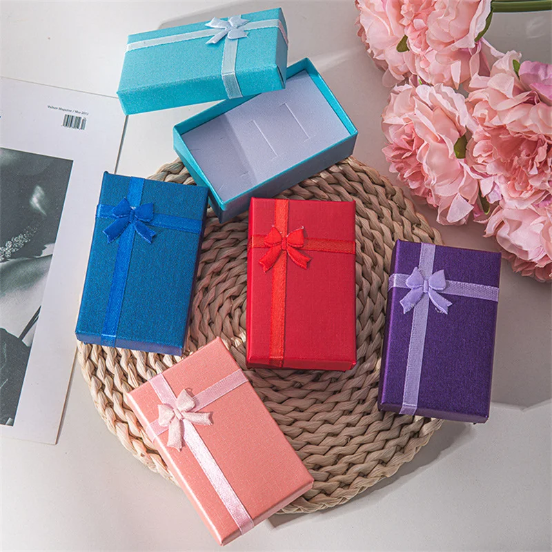 

20Pcs/Lot Multi Colors Paper Jewelry Box 5x8cm Rectangle Wedding Earrings Gift Box Jewelry Necklace Display Packaging Boxes