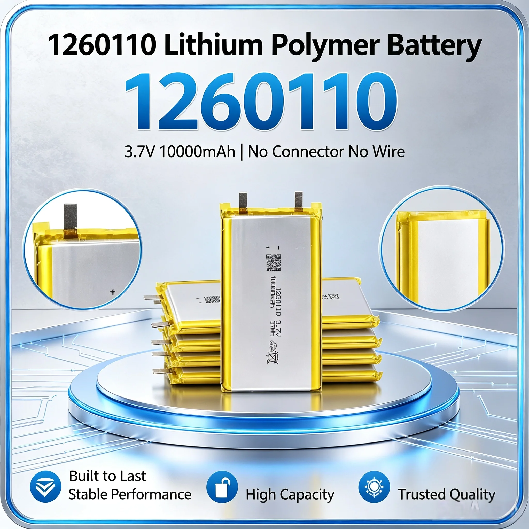 1260110 High Qulity 3.7V 10000mAh Rechargeable Polymer Batteries Lipo Li-Po For Toy Power Bank GPS Laptop Camping Lights Diy