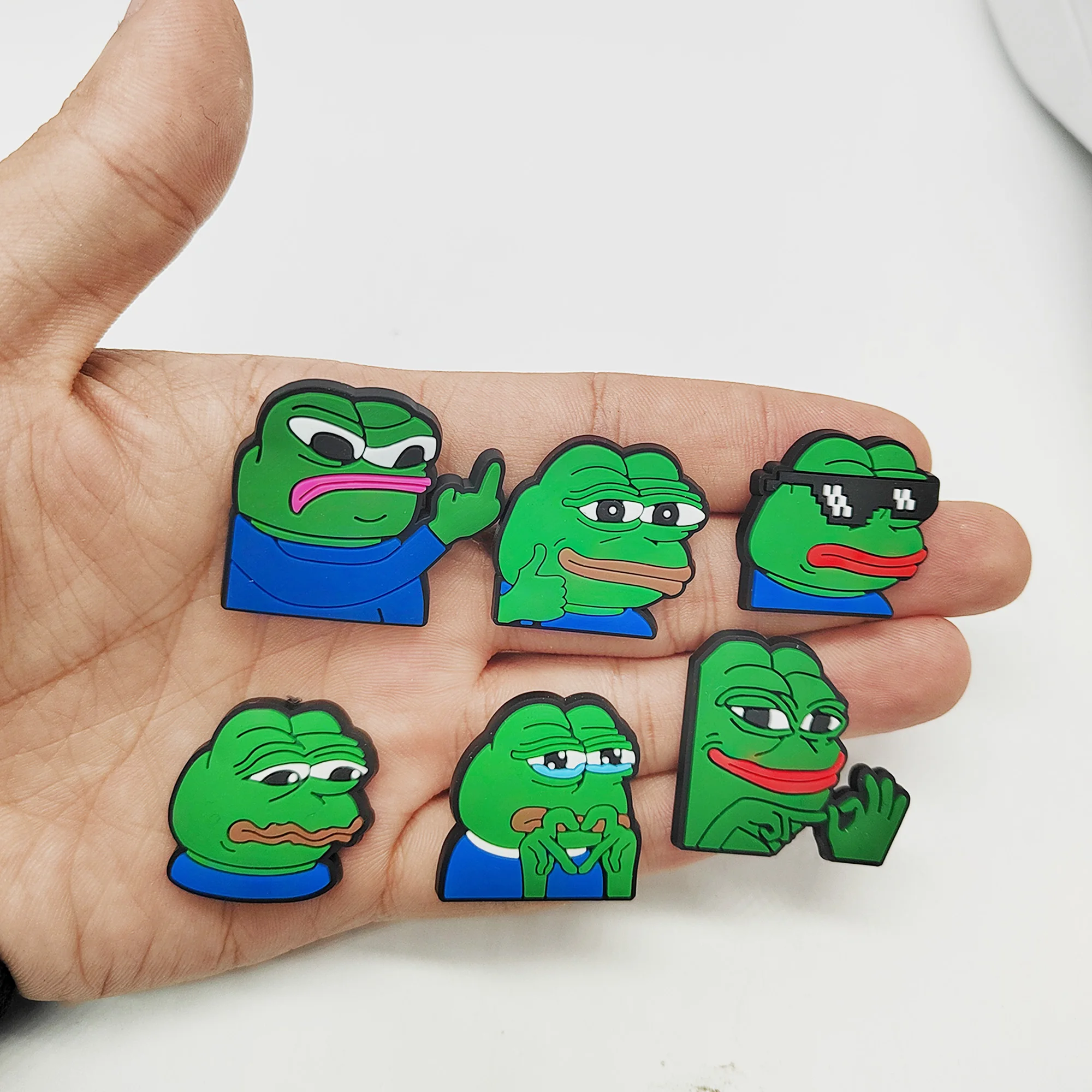 9-26pcs/set Sad Frog series for Cartoon Shoe Charms DIY Accessories for Classic Clog Shoe Decoration Kids Gifts