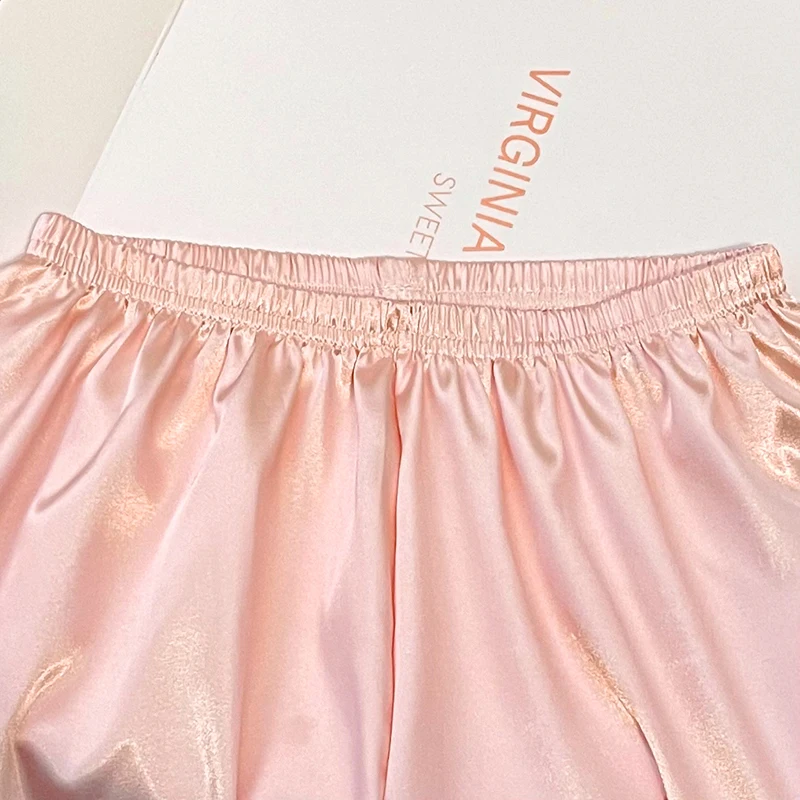 Ins Elegant Rhinestone Button Solid Pajamas for Women Y2k Pink Sweet Fresh Summer Cool Casual Lounges 2024 New Classic Sleepwear