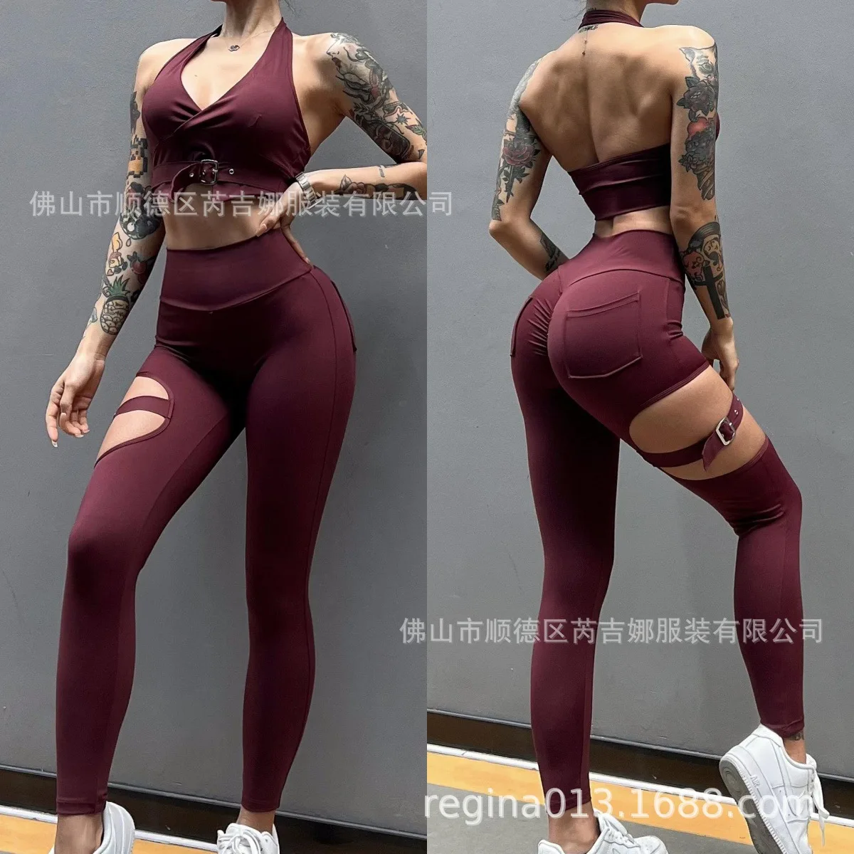 

Sexy Sports Underwear Women's Neck Beauty Back Sexy Hollow Hip Lift Fitness Yoga Trousers Adjustment Leg Ring