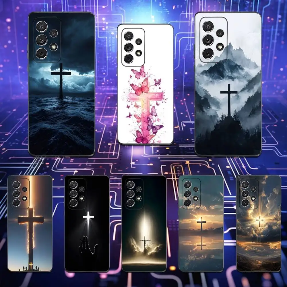 

Christian Cross Bible Art Case For Samsung S23,S25,S20,S10,S9,S21,S24,S22,Ultra,FE,Plus,Lite,Soft Silicone Black