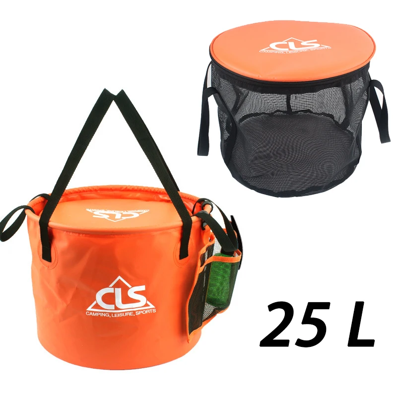 outdoor foldable water bucket double layer drainage basket camping caminhadas piquenique lavatorio portatil balde de pesca 30l 01