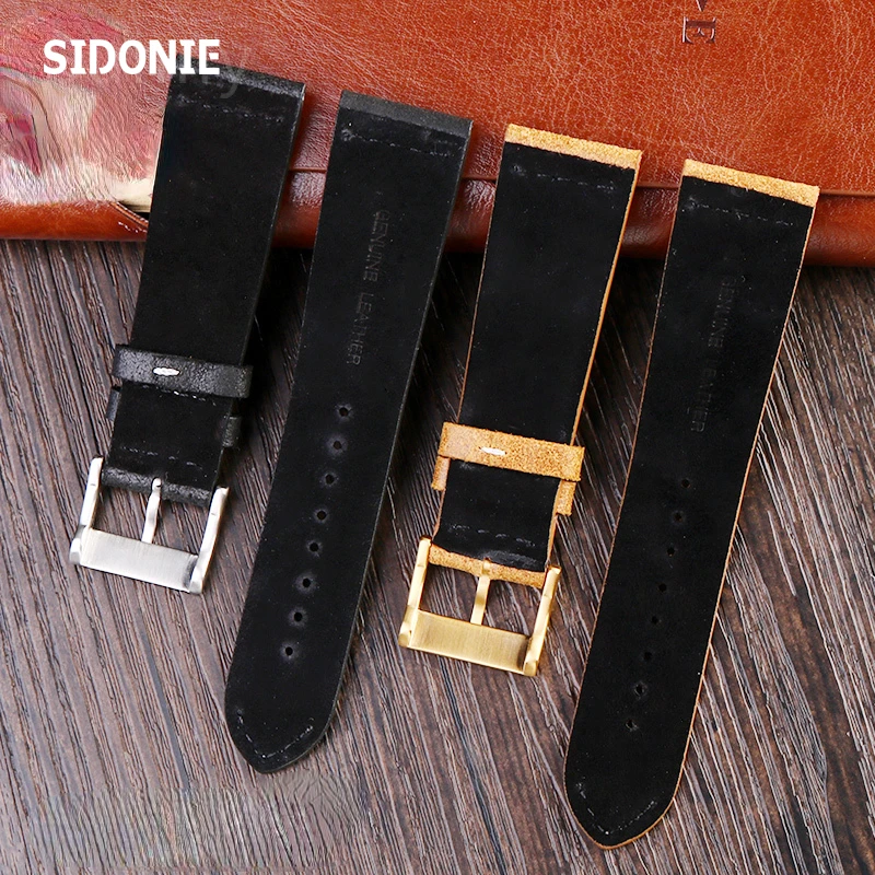 Vintage Genuine Leather Watch Band for Tudor Bronze Zenith Pilot Mido Men\'s Cowhide Accessories 23mm Watch Strap