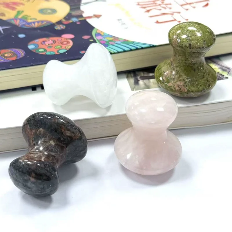 Healing Crystal Mushroom Massage Stone Natural Gem Gua Sha Spa Face Body Chakra Relax Polished Handheld Therapy Massager Tool