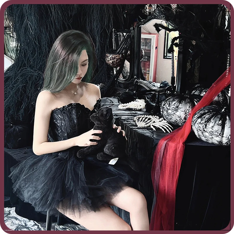 أزياء تنكرية بجعة سوداء للنساء ، ملابس الأميرة آلهة الداخلية ، أزياء هالوين مثيرة ، مشد عتيق ، حفلة موسيقية أداء وحفلة رقص