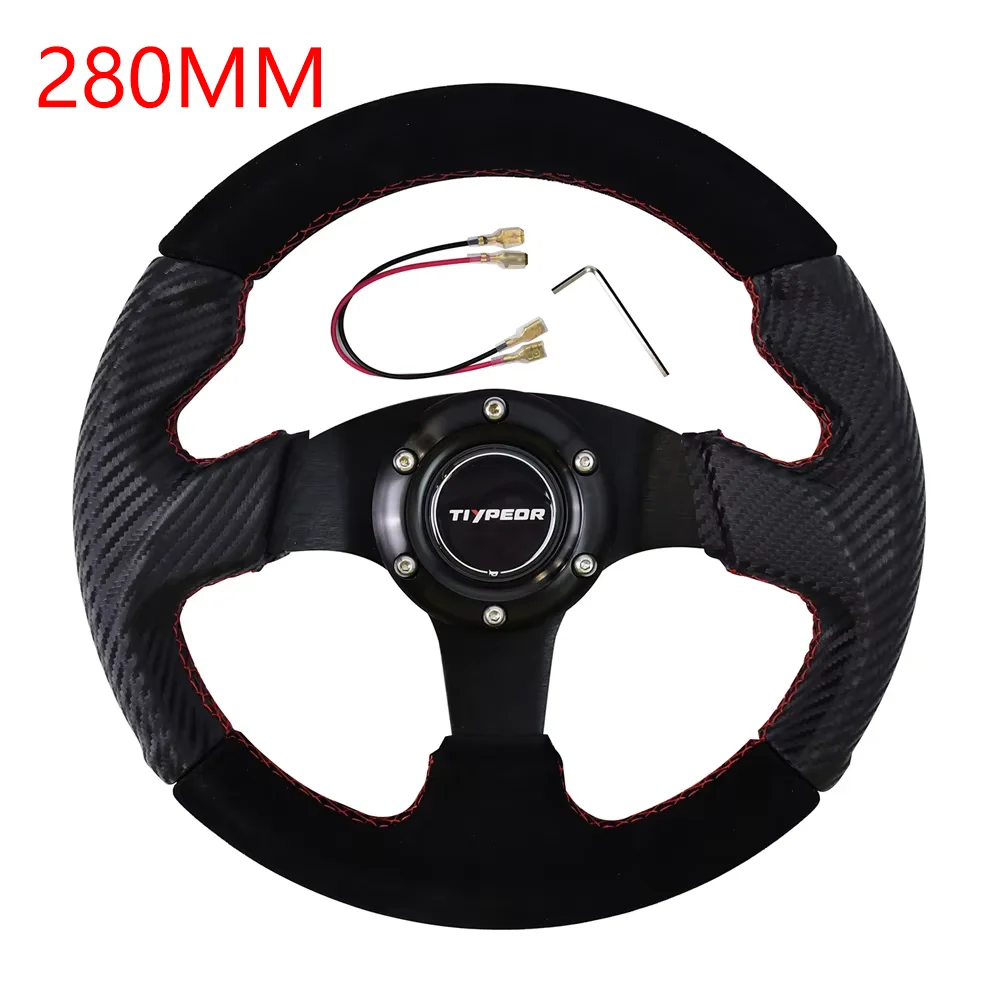 

11inch TIYPEOR 280mm/265mm/270mm Small Drift Steering Wheel Suede Leather Sports Modified Steering Wheel With 5mm Bracket